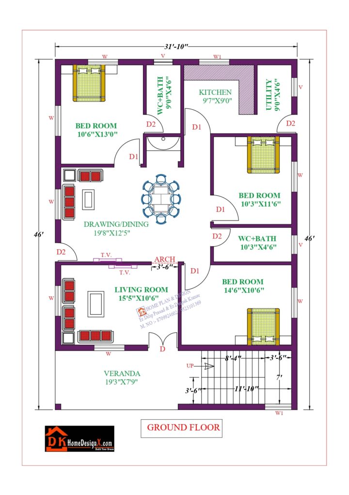 32X46 Affordable House Design