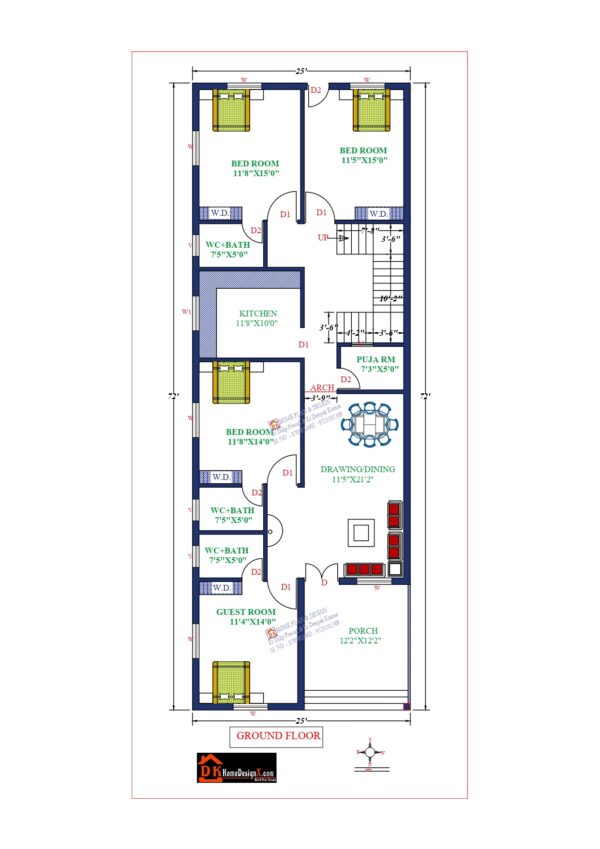 25X72 Affordable House Design