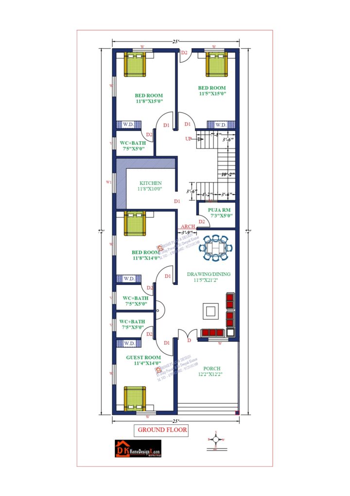 25X72 Affordable House Design