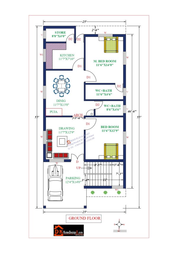 25X55 Affordable House Design