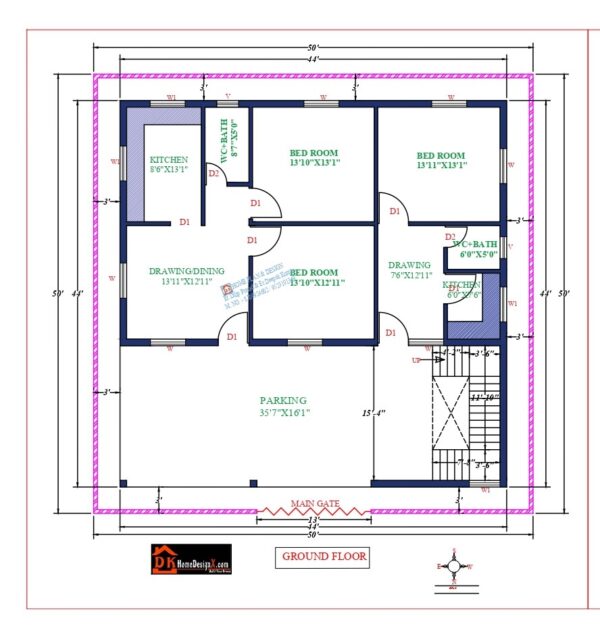 44X44 Affordable House Design