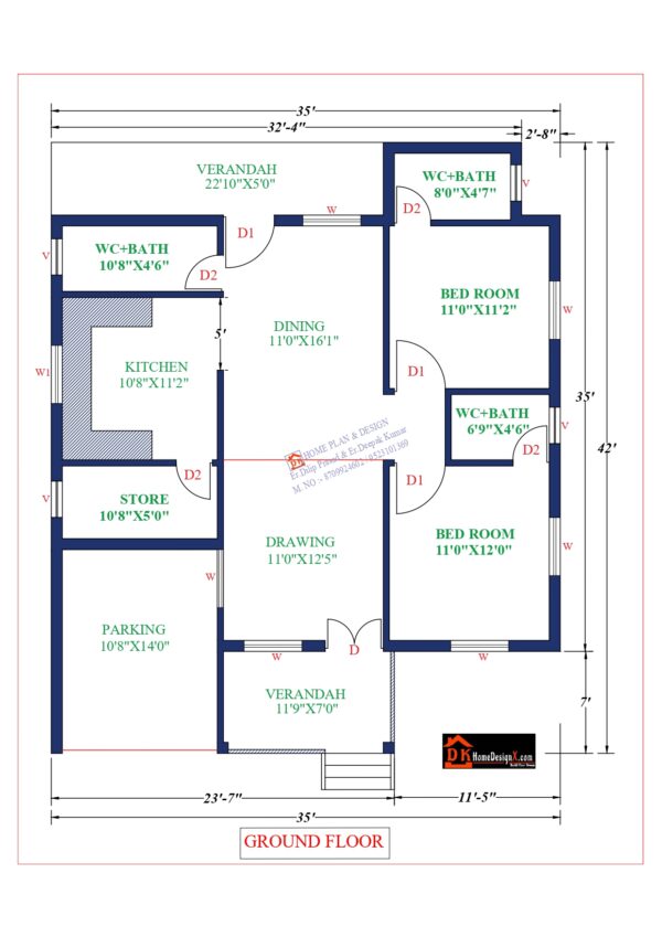 35X42 Affordable House Design