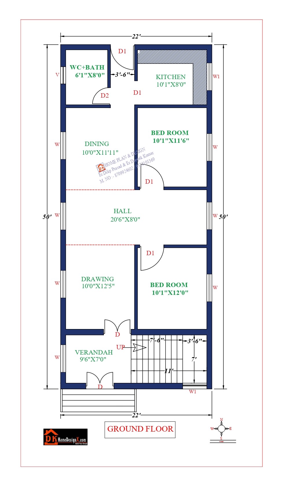 22X50 Affordable House Design - DK Home DesignX