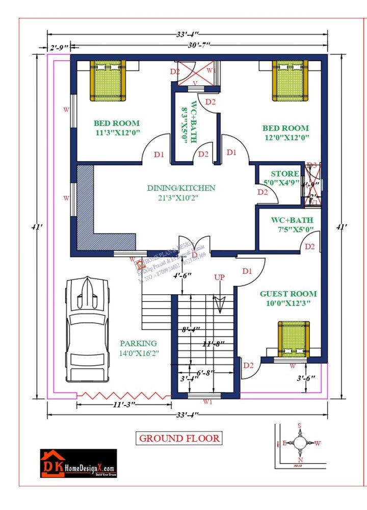 34X41 Affordable House Design