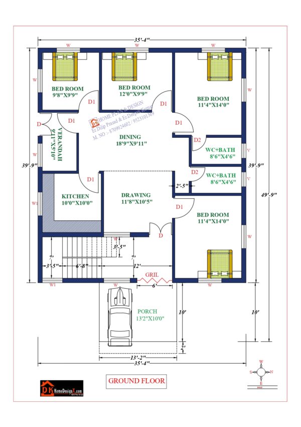 36X50 Affordable House Design - DK Home DesignX