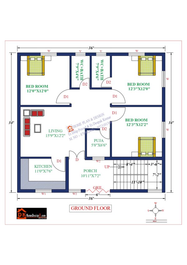 36X34 Affordable House Design