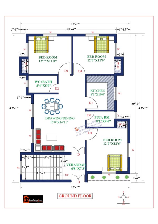 33X44 Affordable House Design