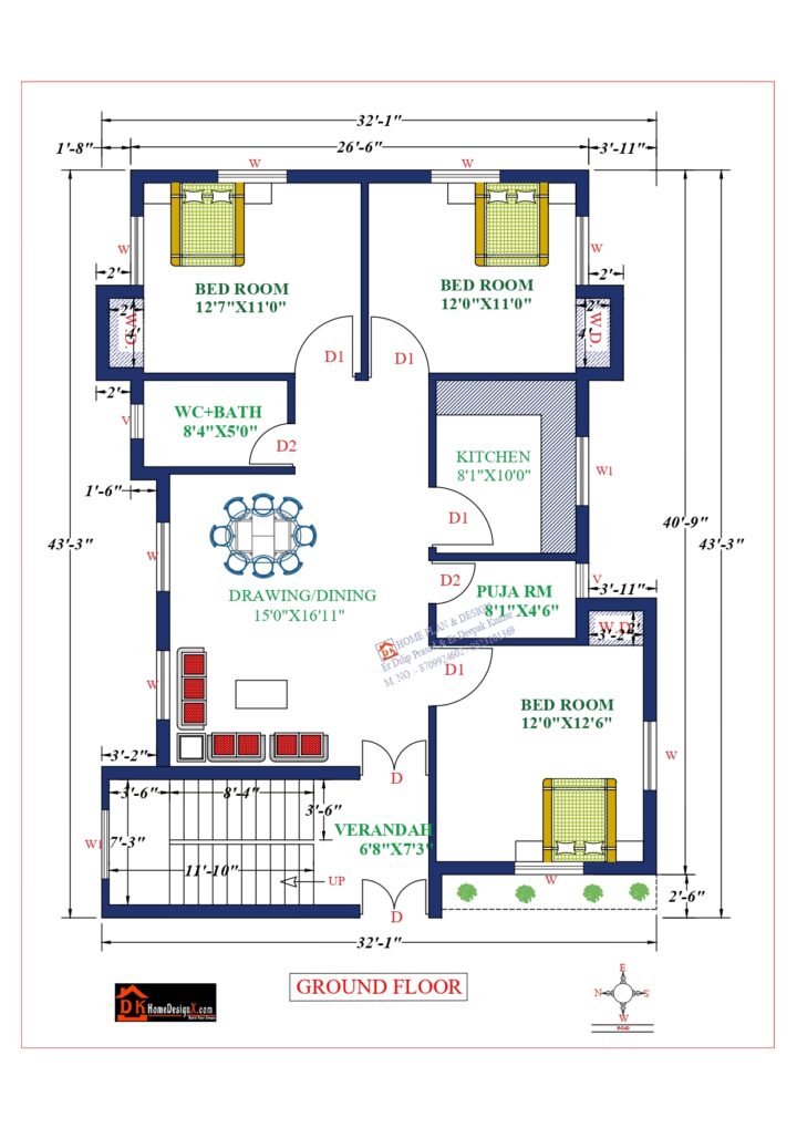 33X44 Affordable House Design