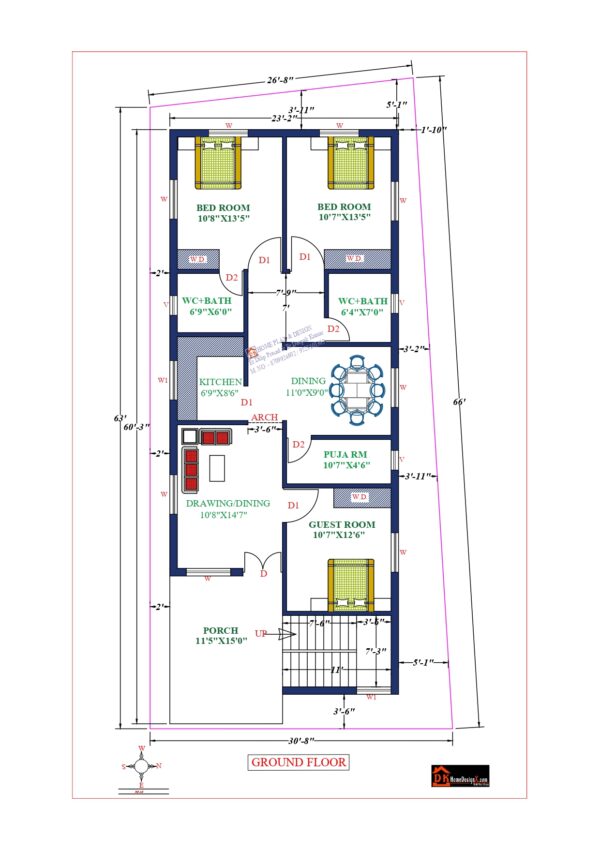 24X61 Affordable House Design