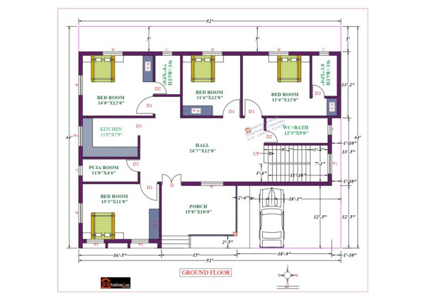 52X44 Affordable House Design