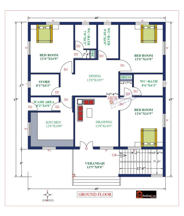 40X45 Affordable House Design