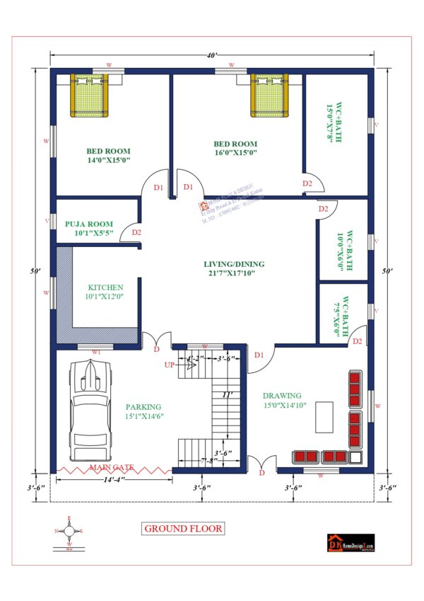 40X50 Affordable House Design