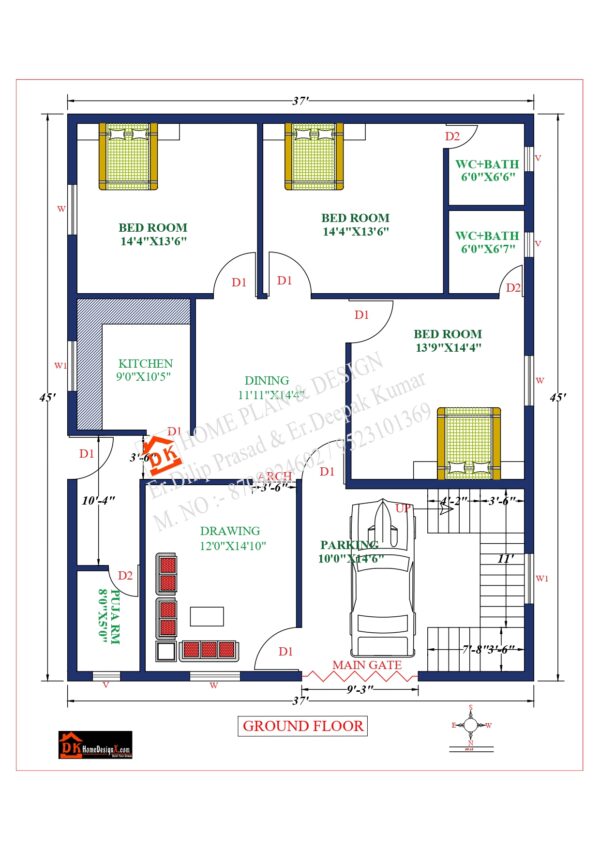 37X45 Affordable House Design