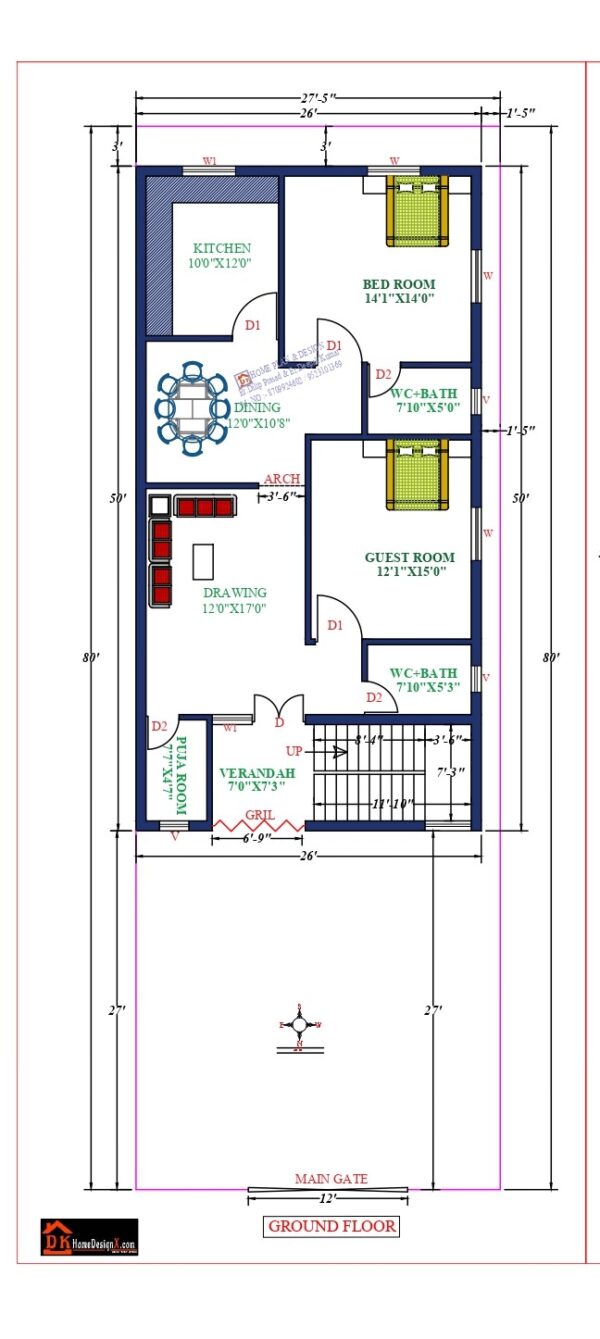 26X57 Affordable House Design