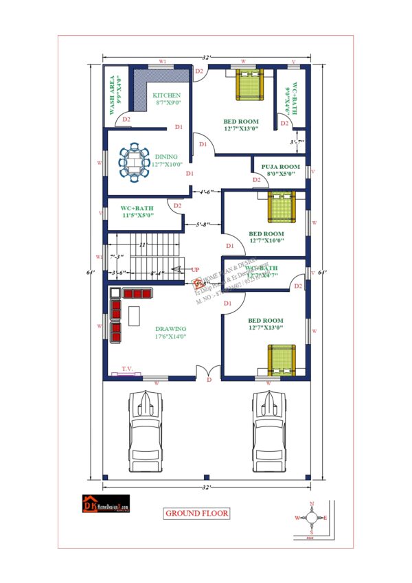 32X64 Affordable House Design