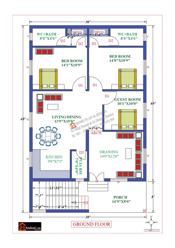 30X48 Affordable House Design