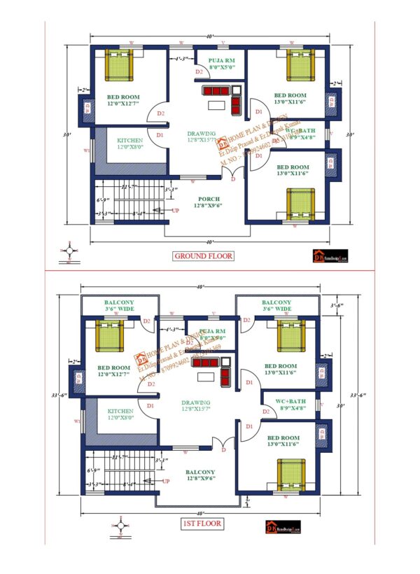 40X34 Affordable House Design