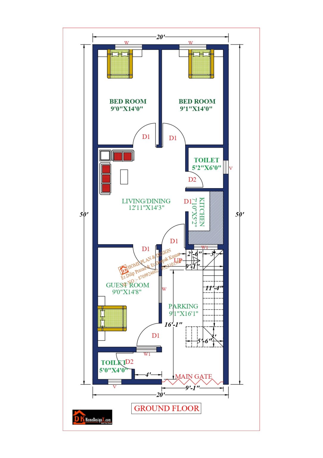 20X50 Affordable House Design DK Home DesignX 20x50-affordable-house-design-dk-home-designx