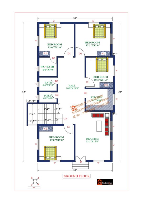 28X52 Affordable House Design