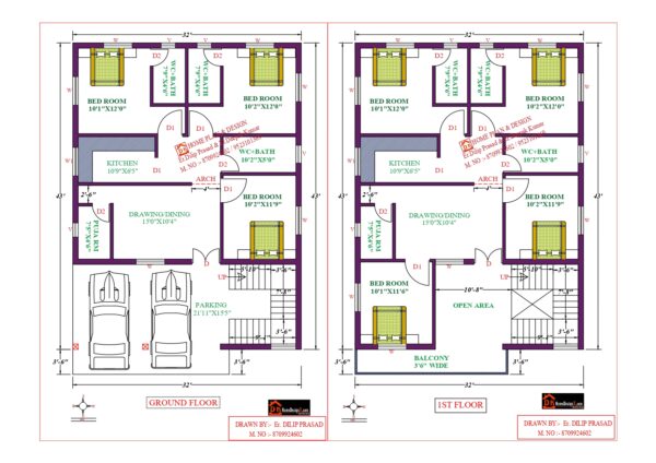 32X43 Affordable House Design