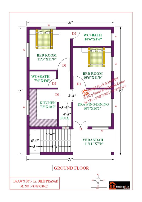 24X35 Affordable House Design