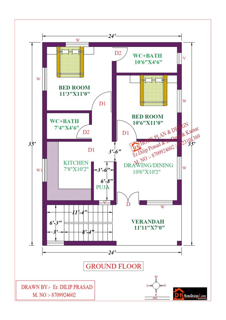 24X35 Affordable House Design