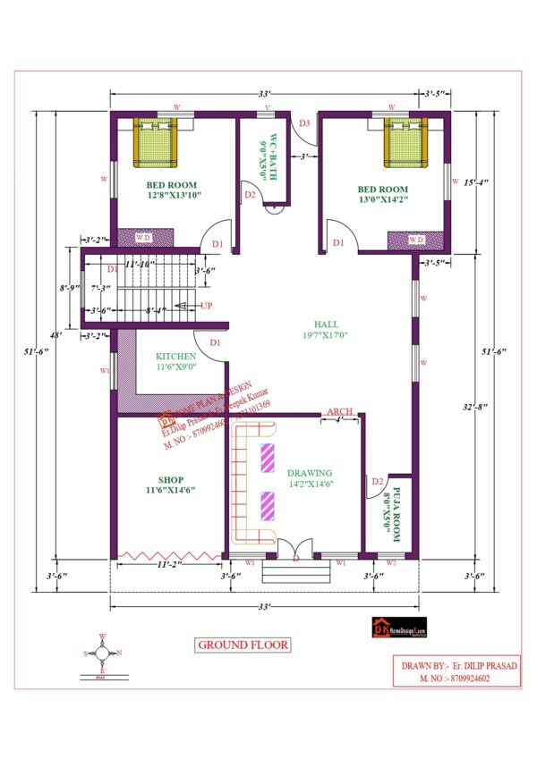 40X52 Affordable House Design