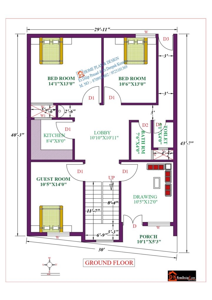 30X44 Affordable House Design