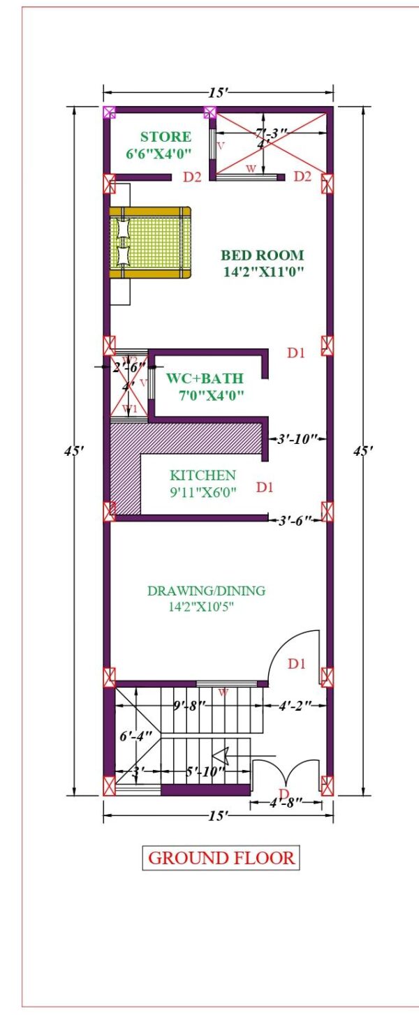 15X45 Affordable House Design