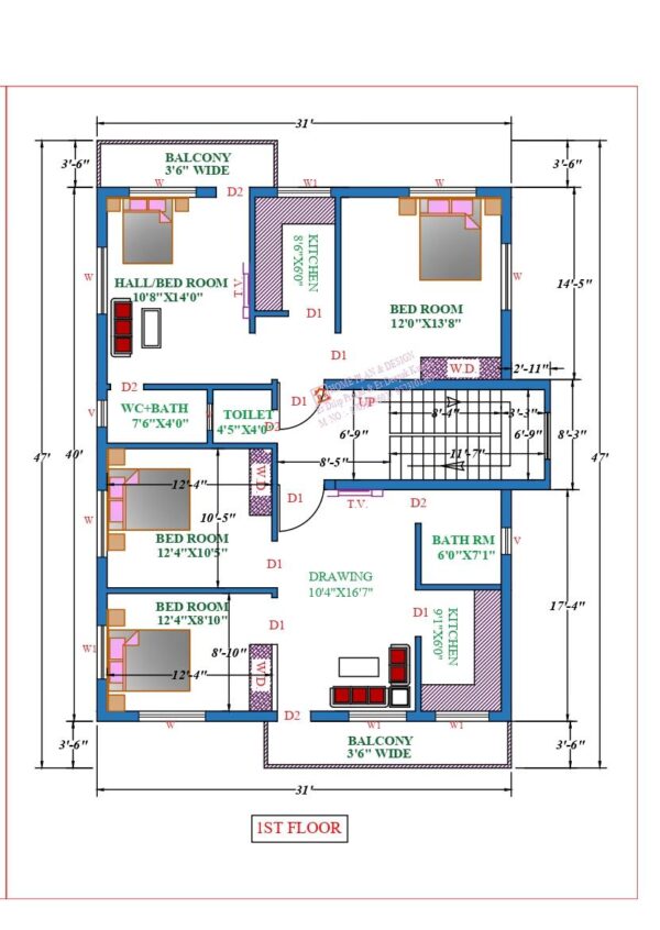 33X47 Affordable House Design