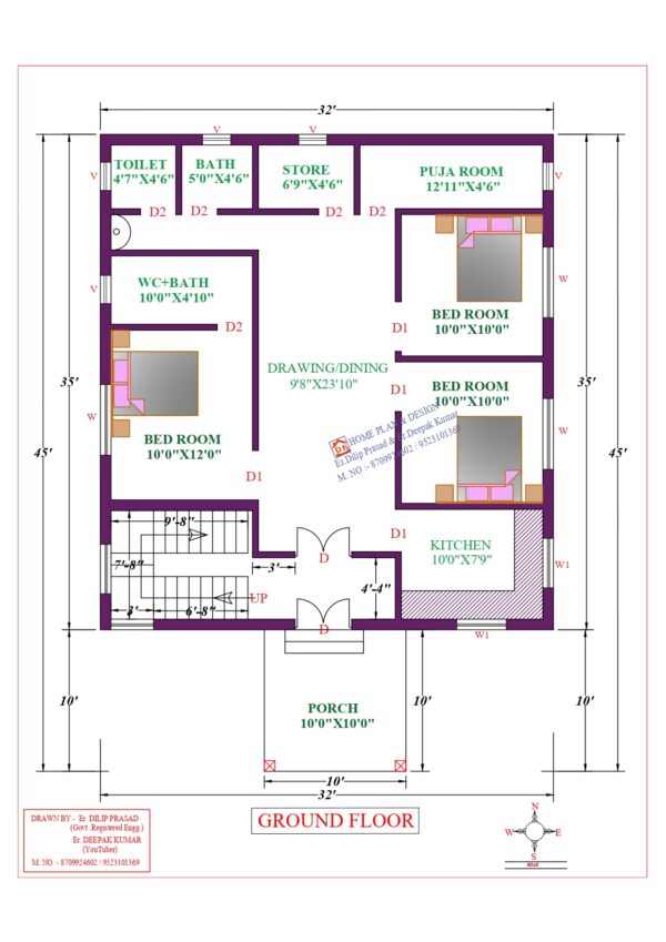 32X45 Affordable House Design