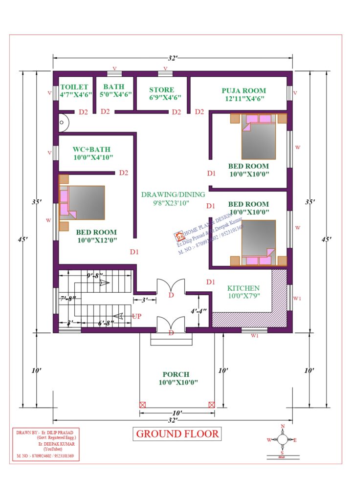 32X45 Affordable House Design