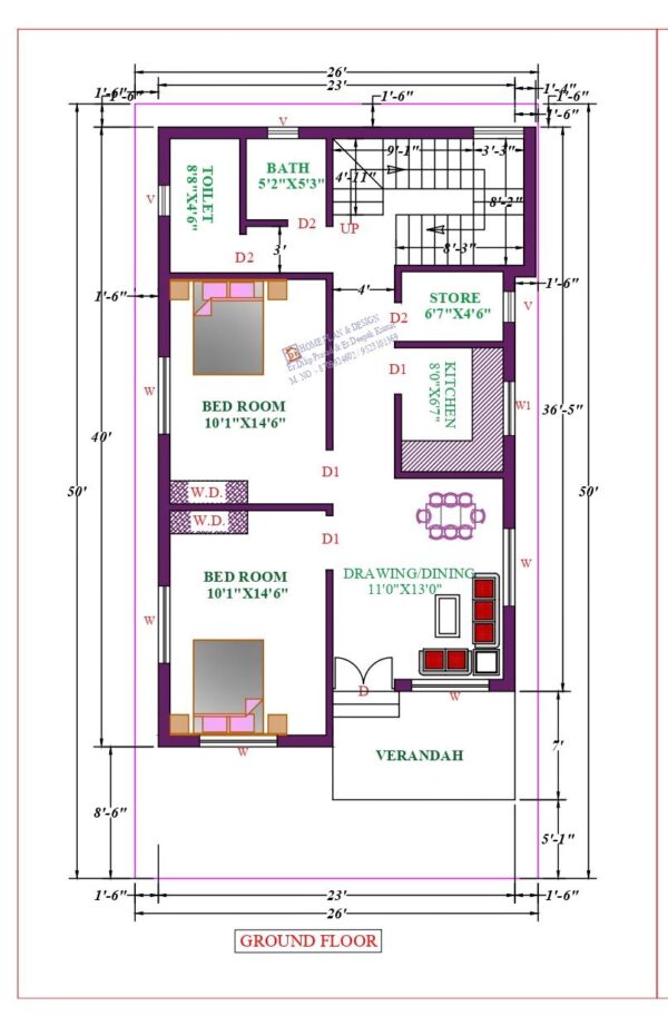 25X44 Affordable House Design