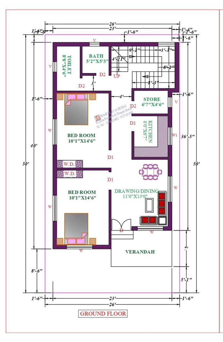 25X44 Affordable House Design