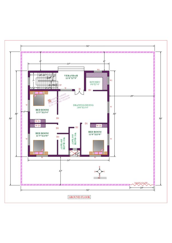 34X36 Affordable House Design