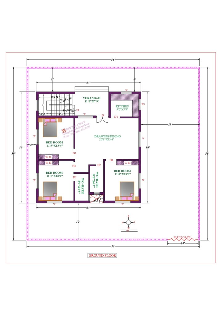 34X36 Affordable House Design