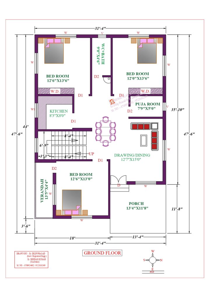 32X44 Affordable House Design