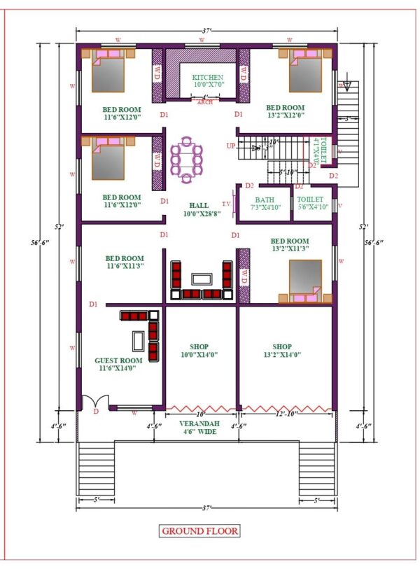 37X57 Affordable House Design