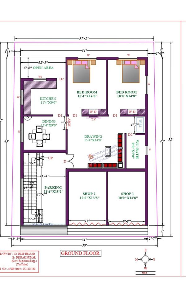 34X52 Affordable House Design