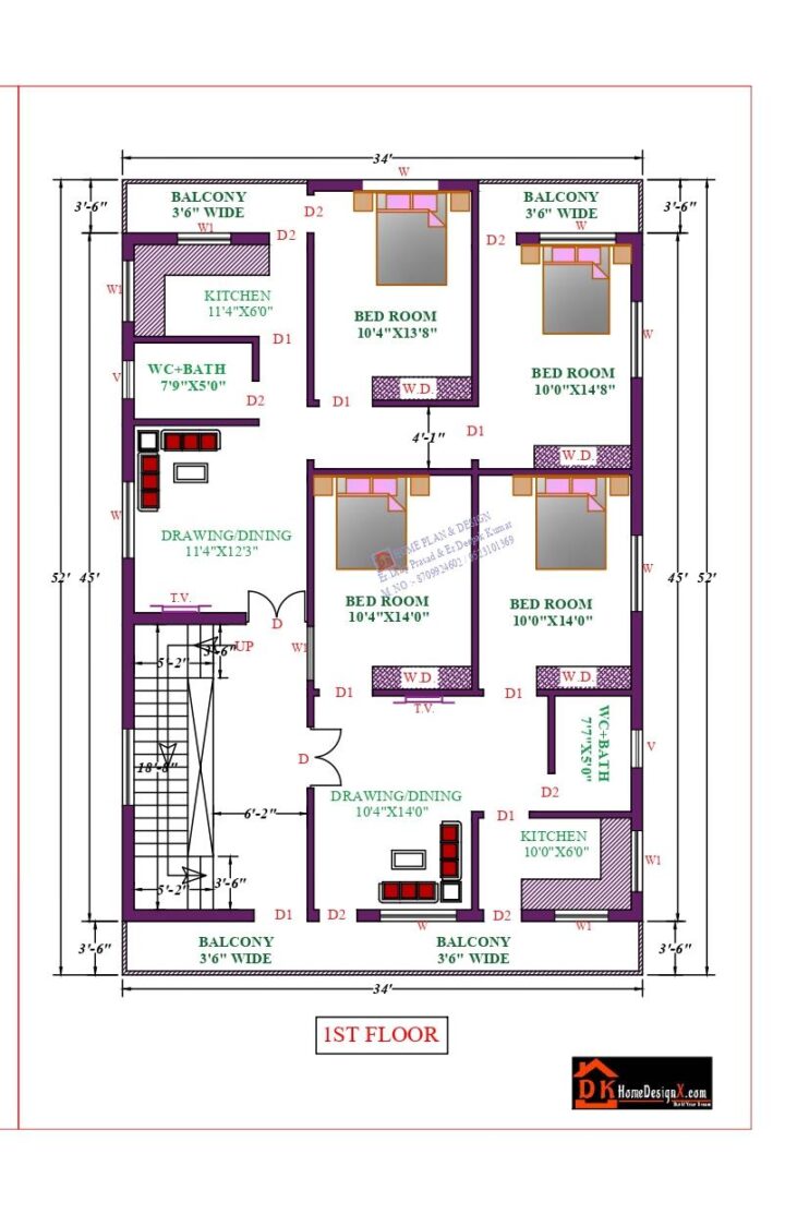 34X52 Affordable House Design - Image 2
