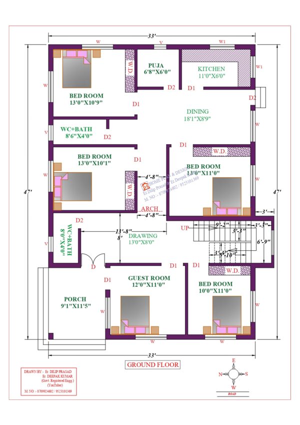 33X47 Affordable House Design