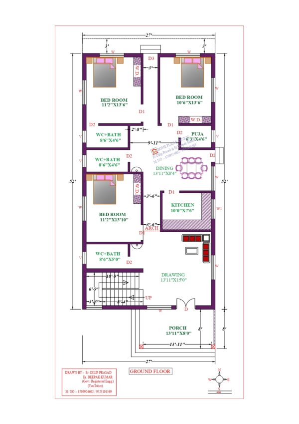 27X52 Affordable House Design