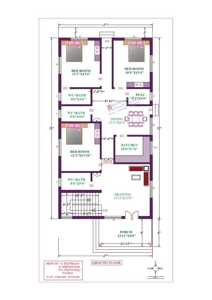 27X52 Affordable House Design