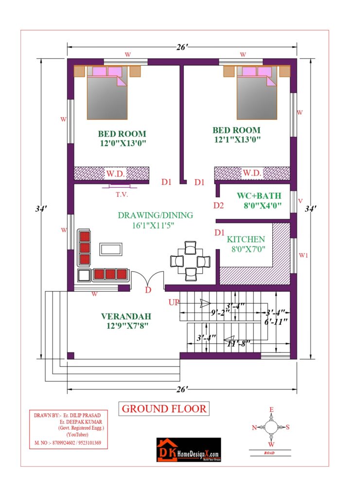 26X34 Affordable House Design