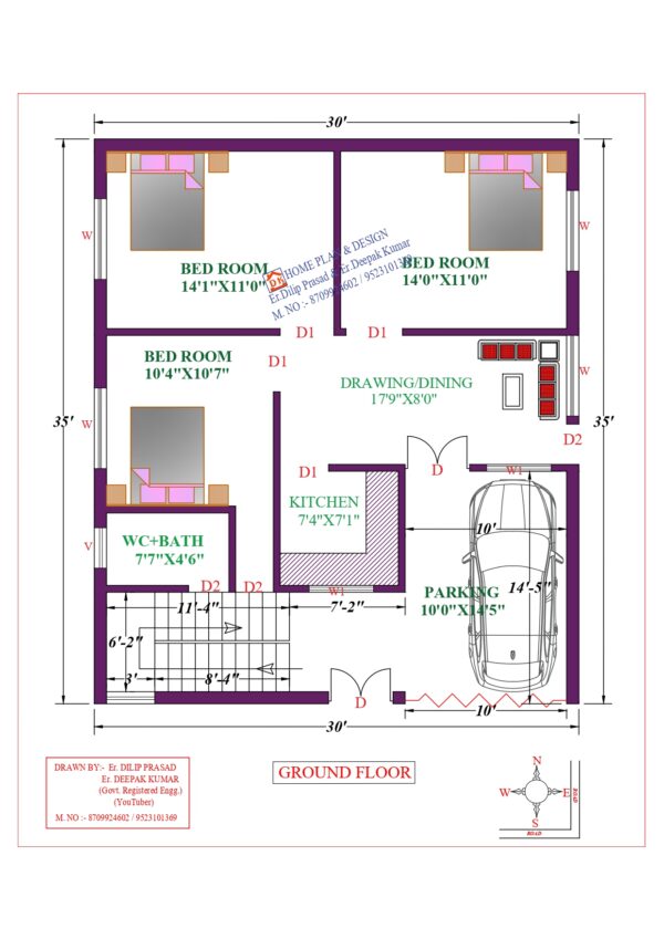 30X35 Affordable House Design