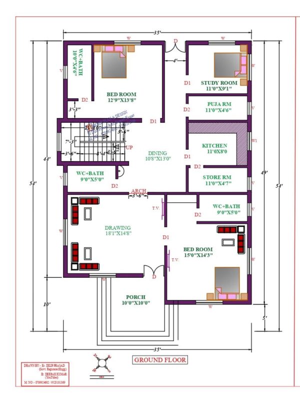 35X54 Affordable House Design