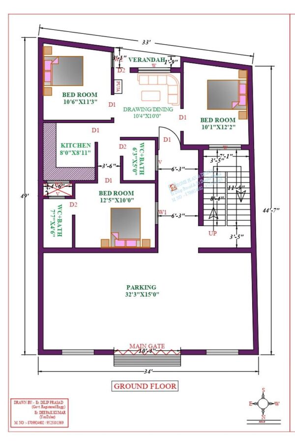 34X49 Affordable House Design