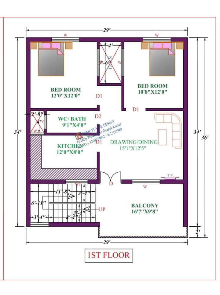 29X34 Affordable House Design - Image 2