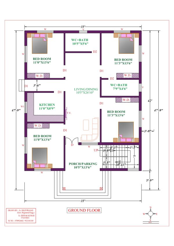 35X48 Affordable House Design