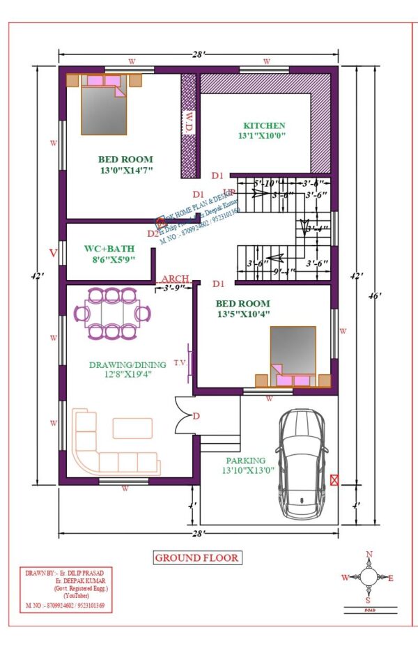 28X46 Affordable House Design